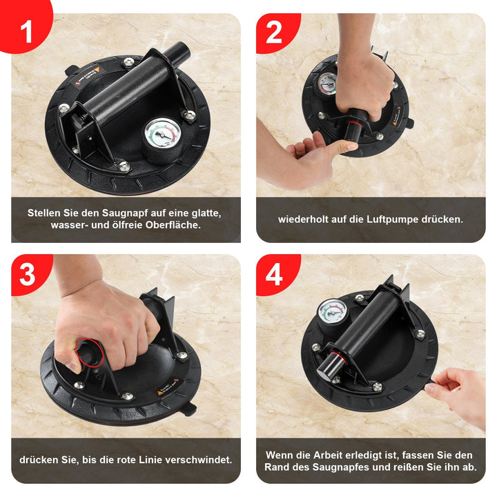 Suction cup holder with pressure display 1 piece max.100KG | Bowlift