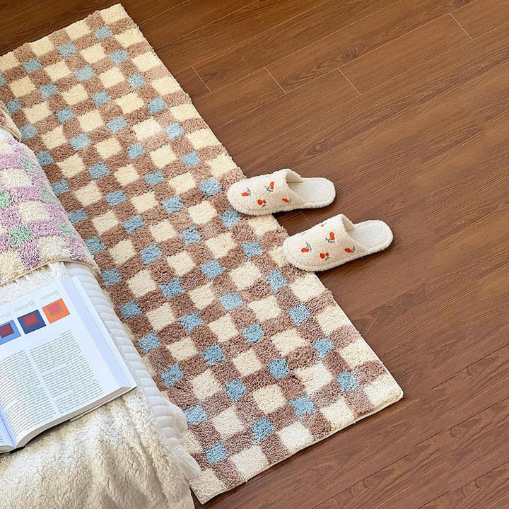 BowLift | Plush Plaid Flocking Floor Mat for Bedroom and Beyond