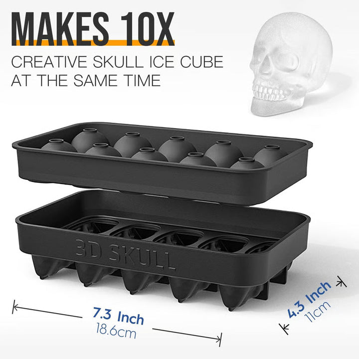 BowLift | Halloween Skull Ice Mold | 3D Silicone Tray | Food-Grade, Heat-Resistant & Dishwasher Safe