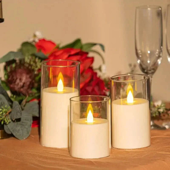LED candle with remote control & timer in glass design | Bowlift