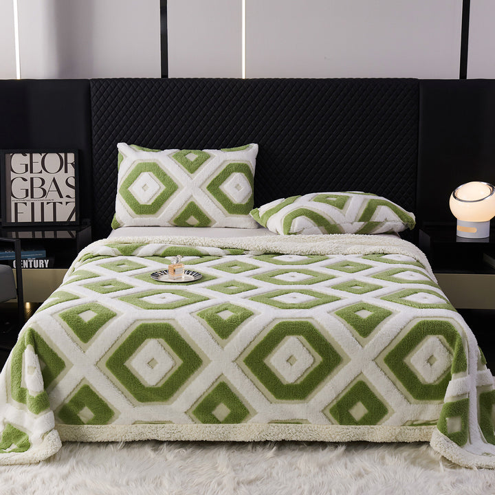 Geometric throwing blanket, double-layered, various sizes