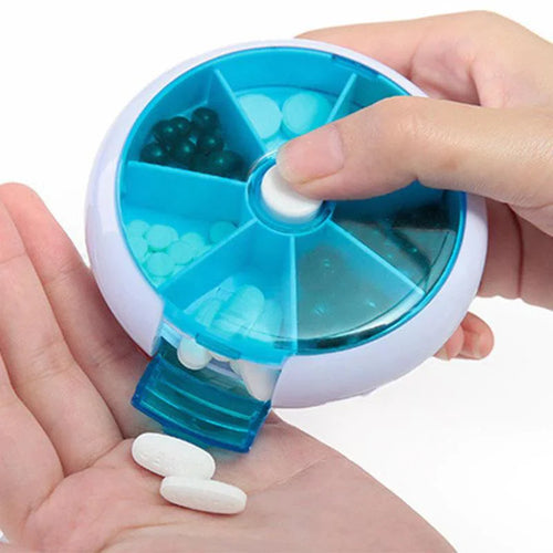 Plastic Pill Storage Organizer - Pills Round Case Box For Traveling Bowlift