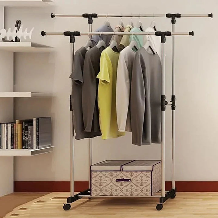 Double Pole Cloth Rail With Wheels Bowlift