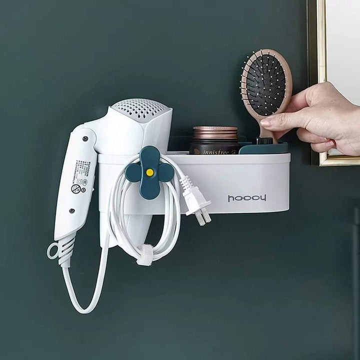 Wall Mounted Cute Hair Dryer Blower Organizer Rack Bowlift