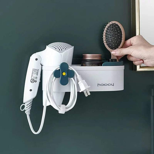 Wall Mounted Cute Hair Dryer Blower Organizer Rack Bowlift