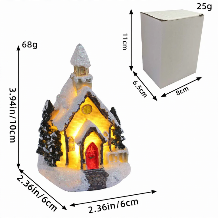 Illuminated Christmas house made of resin