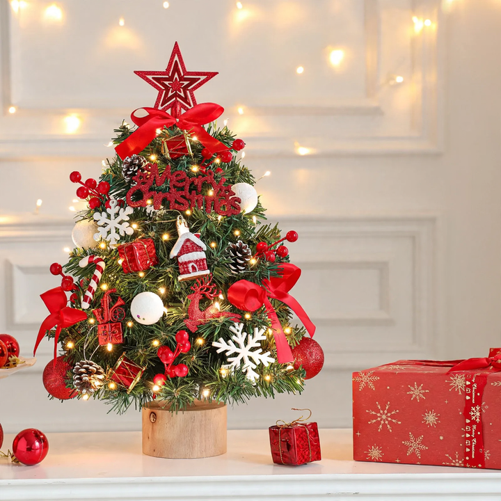 Decorative table Christmas tree with wooden stand