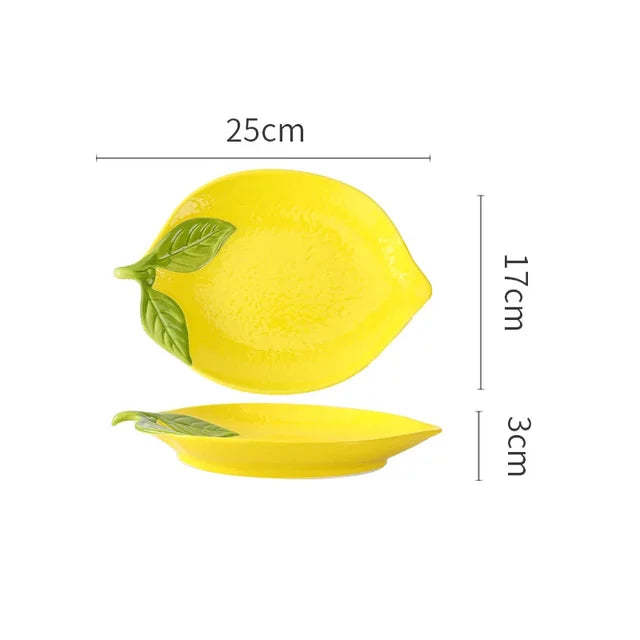 Lemon-shaped ceramic dish set, decorative serving bowls and plates for the dining table | Bowlift