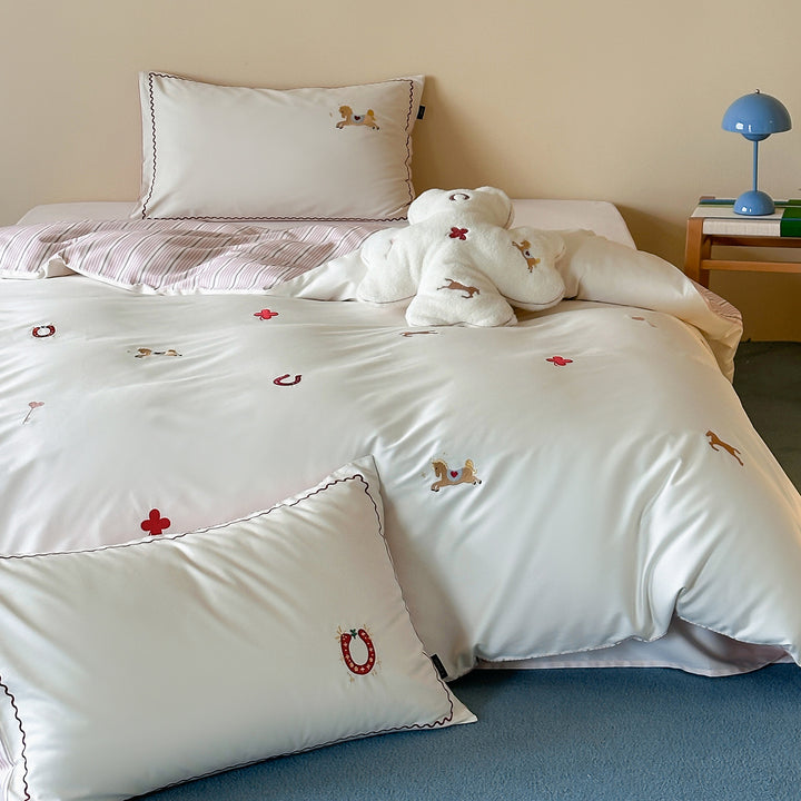 100s Long-staple cotton bedding set with embroidery