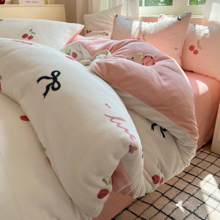 Milk fiber fleece bedding set, winter warm