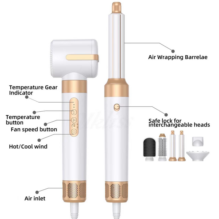 BowLift | 7-in-1 Airwrap Hair Styler | Multi-Functional Styling Tool for Curls, Waves & Straightening