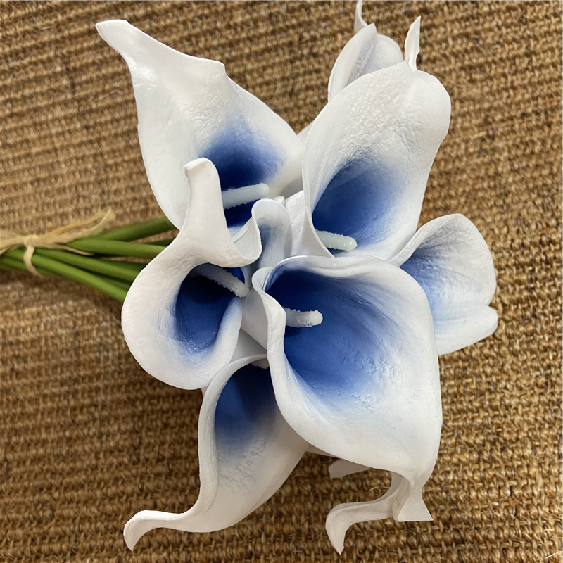 BowLift | 10 marine blue Calla lily PU Real Touch flowers wedding decoration bouquets table decoration artificial flowers home decor