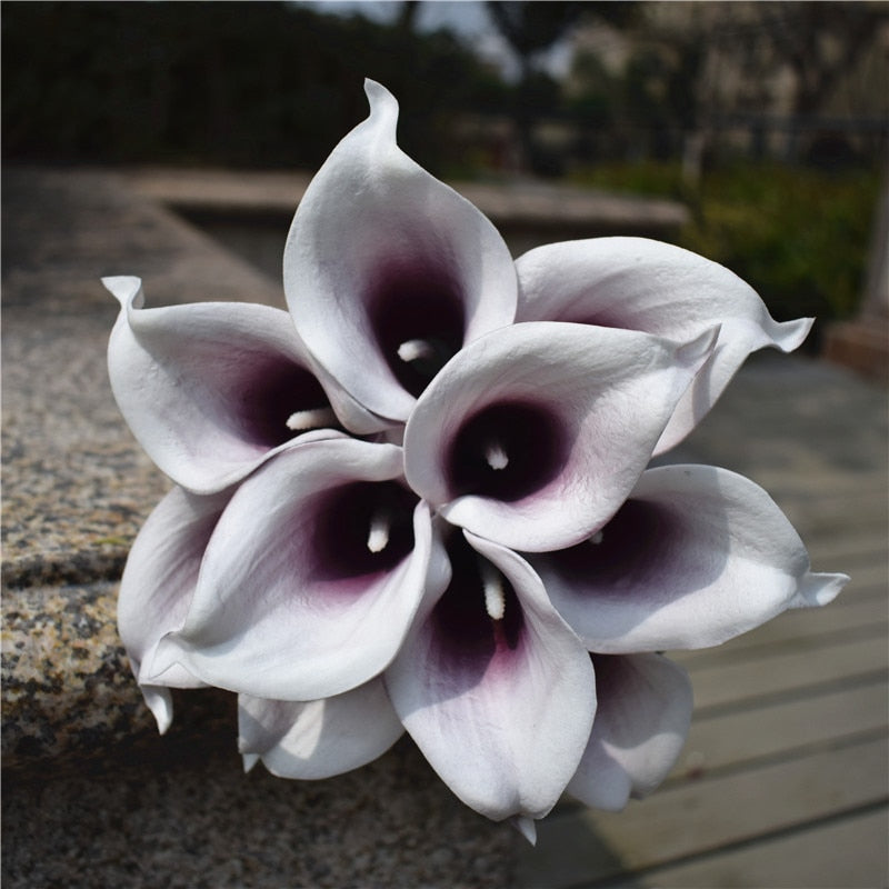 BowLift | 10 marine blue Calla lily PU Real Touch flowers wedding decoration bouquets table decoration artificial flowers home decor