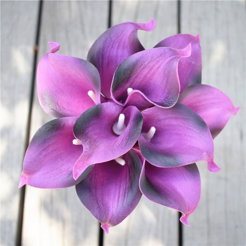 BowLift | 10 marine blue Calla lily PU Real Touch flowers wedding decoration bouquets table decoration artificial flowers home decor