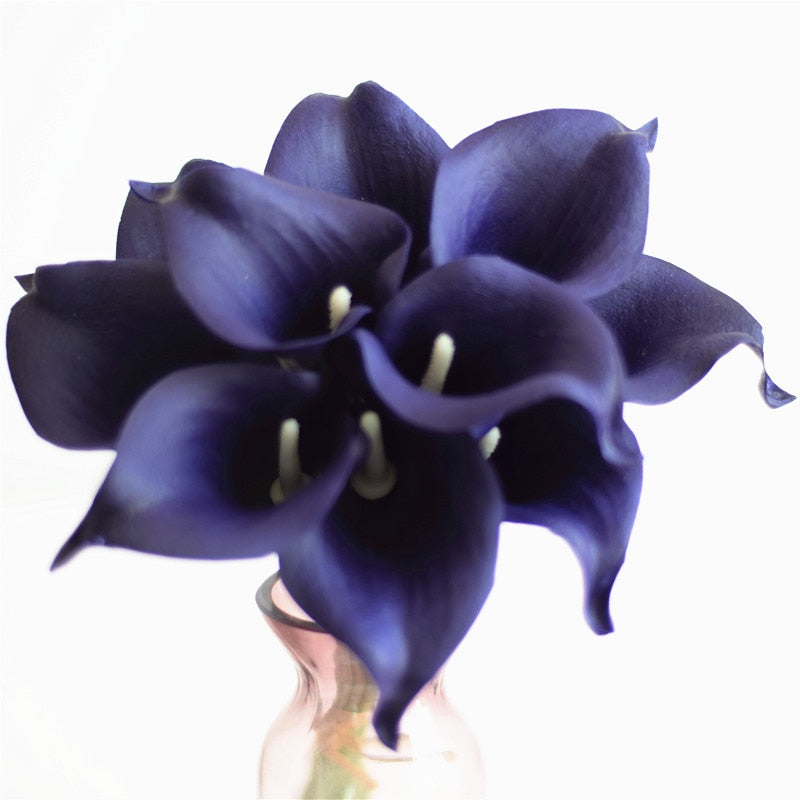 BowLift | 10 marine blue Calla lily PU Real Touch flowers wedding decoration bouquets table decoration artificial flowers home decor