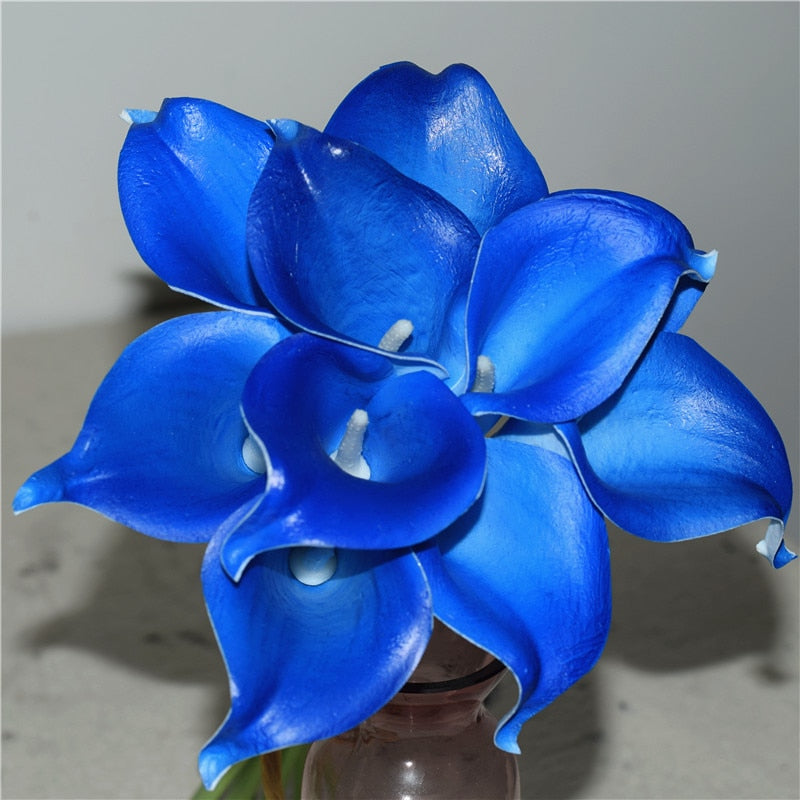 BowLift | 10 marine blue Calla lily PU Real Touch flowers wedding decoration bouquets table decoration artificial flowers home decor
