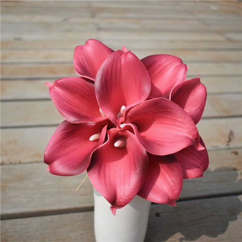 BowLift | 10 marine blue Calla lily PU Real Touch flowers wedding decoration bouquets table decoration artificial flowers home decor