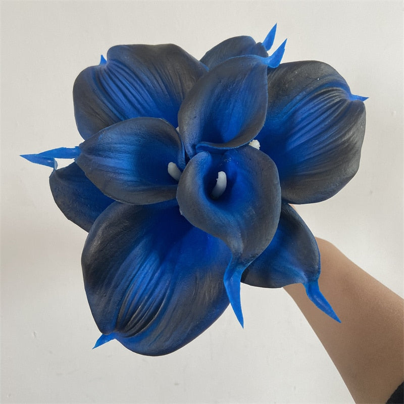 BowLift | 10 marine blue Calla lily PU Real Touch flowers wedding decoration bouquets table decoration artificial flowers home decor
