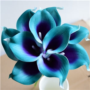 BowLift | 10 marine blue Calla lily PU Real Touch flowers wedding decoration bouquets table decoration artificial flowers home decor
