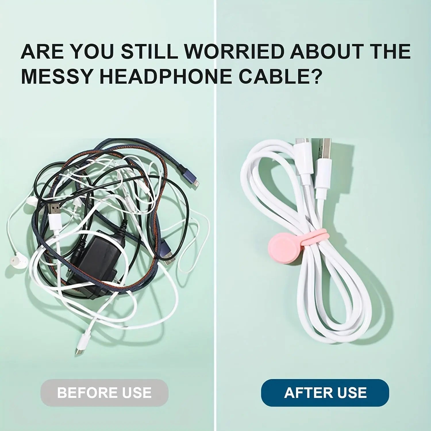 BowLift | 10 Pieces Magnetic Silicone Cable and Key Organizer Bands