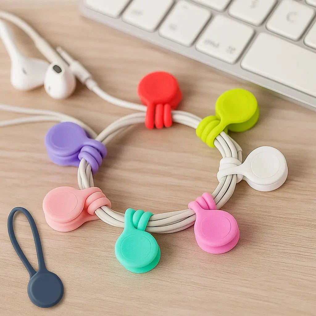 BowLift | 10 Pieces Magnetic Silicone Cable and Key Organizer Bands