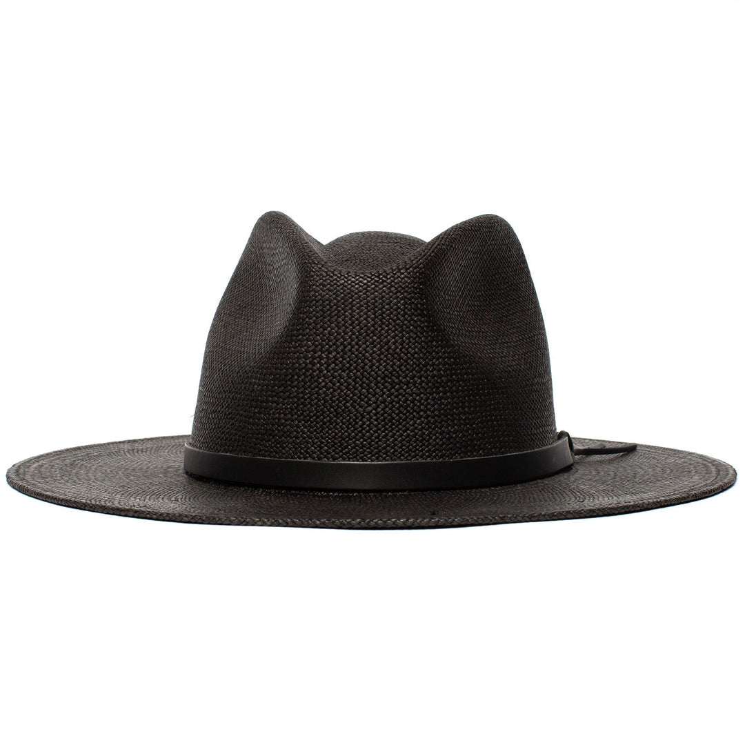 Summer Straw Fedora Hat-Black | Bowlift