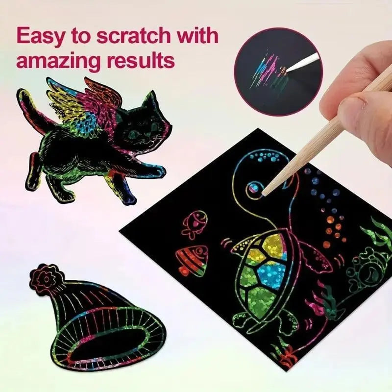 BowLift | 100 pieces scratch art set – Creative DIY fun for kids & adults