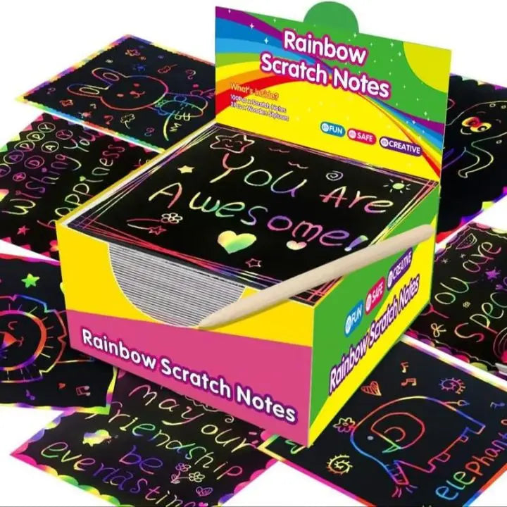 BowLift | 100 pieces rainbow scratch paper – creative, colorful & child-friendly