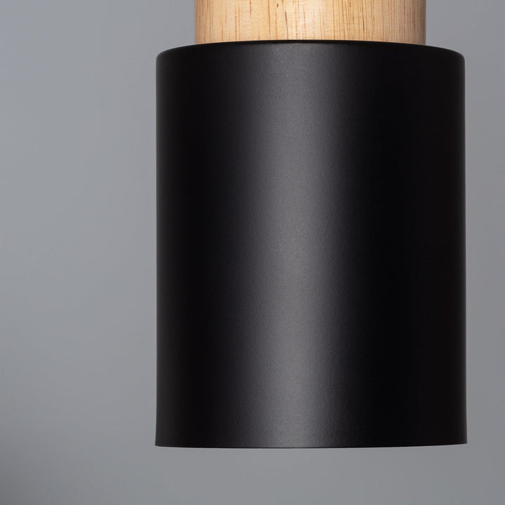 BowLift | Pendant Light Modern Wood Black Cylinder Fixture