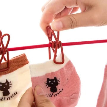 12 Clips Elastic Laundry Rope Bowlift