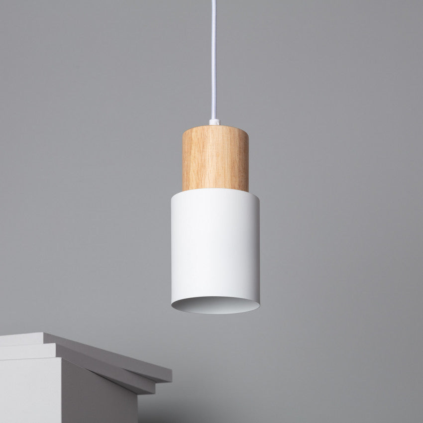BowLift | Pendant Light Modern Wood Black Cylinder Fixture