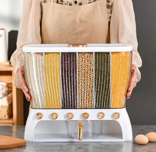 6 Compartment Cereal Dispenser Storage Organizer Bowlift
