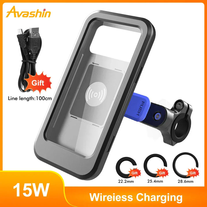 BowLift | RideCharge Pro – Waterproof Phone Holder with USB and 15W Wireless Charging for Bicycle and E-Bike