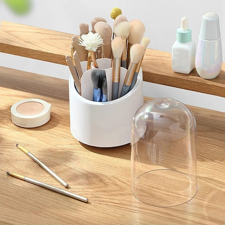 360 Degree Rotating Makeup Brush Holders Dustproof Cosmetic Brushes Storage Case Makeup Organizer with Lid Bowlift