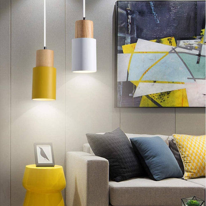 BowLift | Pendant Light Modern Wood Black Cylinder Fixture