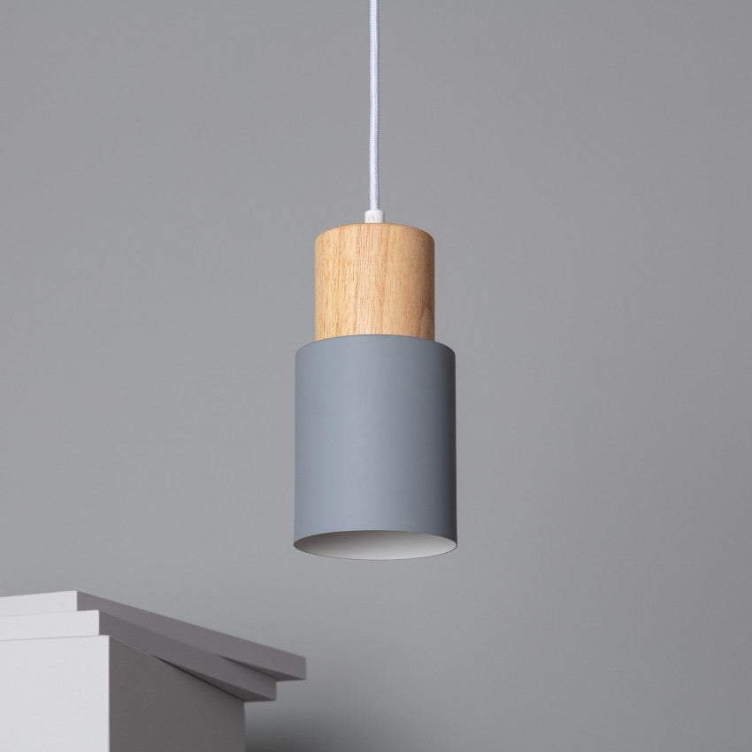 BowLift | Pendant Light Modern Wood Black Cylinder Fixture