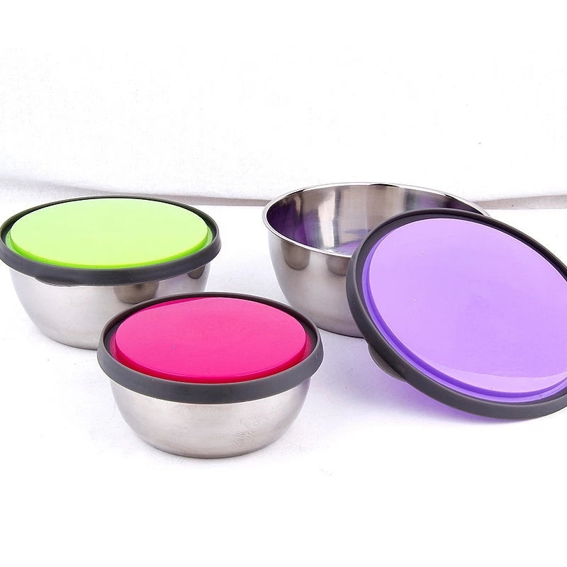 Stainless Steel 3 Pcs Food Storage Box Airtight Bowlift