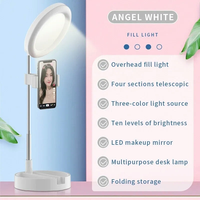 Selfie Ring Light with Makeup Mirror & Phone Holder Kit Bowlift