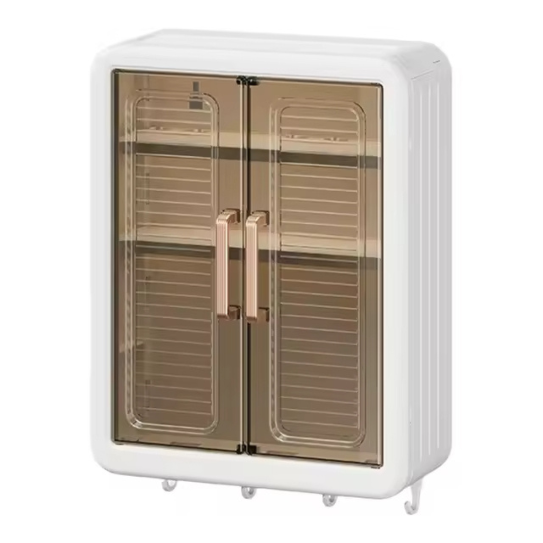 Wall Mounted Storage Cabinet - 3 Layer Punch Free Organizer Rack Bowlift