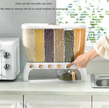 6 Compartment Cereal Dispenser Storage Organizer Bowlift