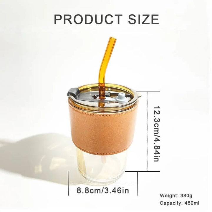 Stylish and Reusable Coffee Mug (450ml) Glass Tumbler Bowlift