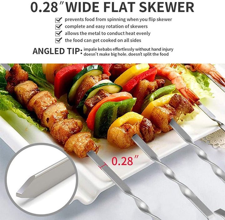 BowLift | Stainless Steel BBQ Tools Grill Skewers 10 Pieces