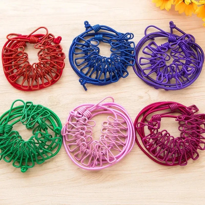 12 Clips Elastic Laundry Rope Bowlift