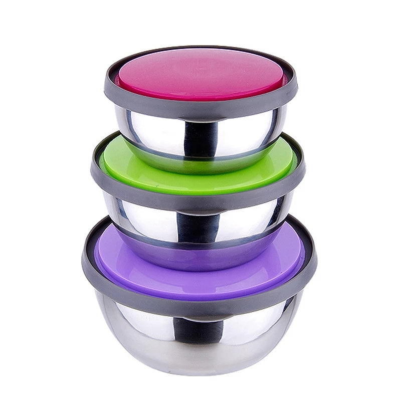Stainless Steel 3 Pcs Food Storage Box Airtight Bowlift