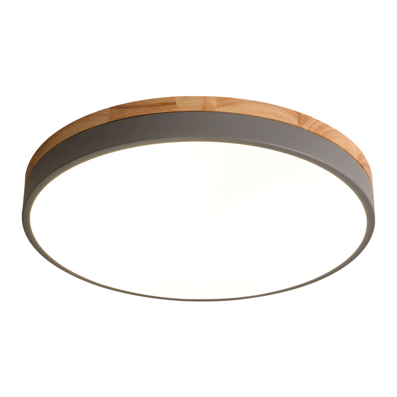 BowLift | Wooden Round Shape Flush Ceiling Light | LED. Solid Wood & Iron for Living Room. Dining Room & Hallway