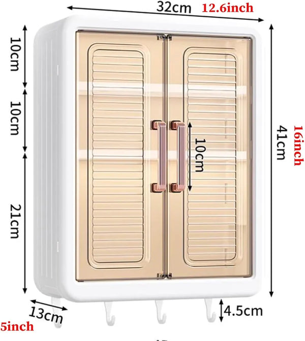 Wall Mounted Storage Cabinet - 3 Layer Punch Free Organizer Rack Bowlift