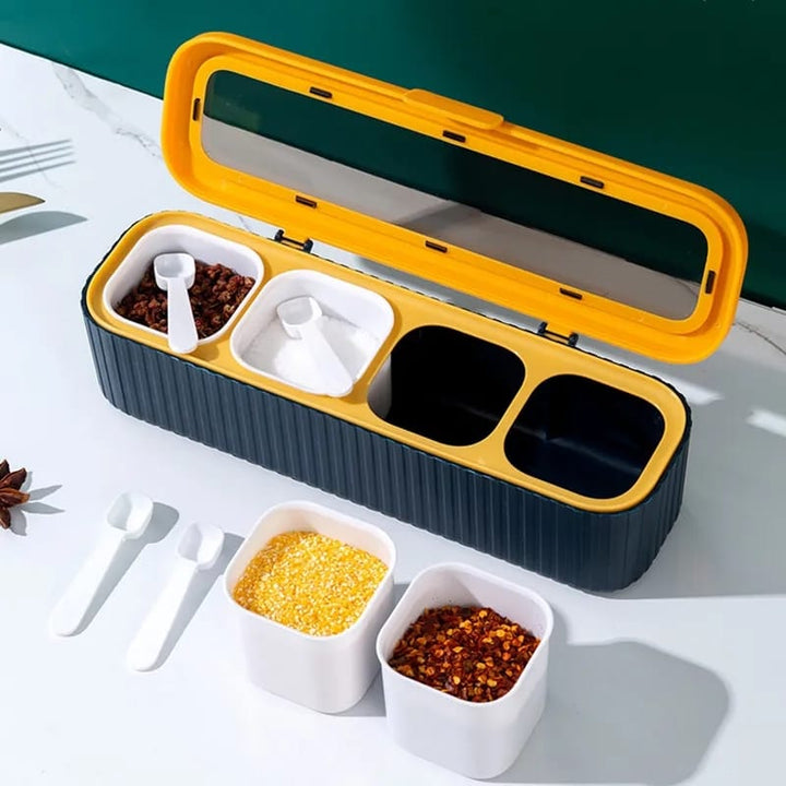 4 Grids Seasoning Storage Box With Spoon Bowlift