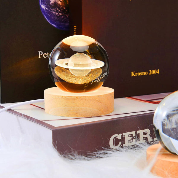 Crystal Ball with Wooden Base Light Bowlift