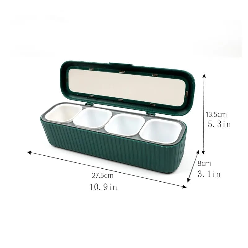 4 Grids Seasoning Storage Box With Spoon Bowlift