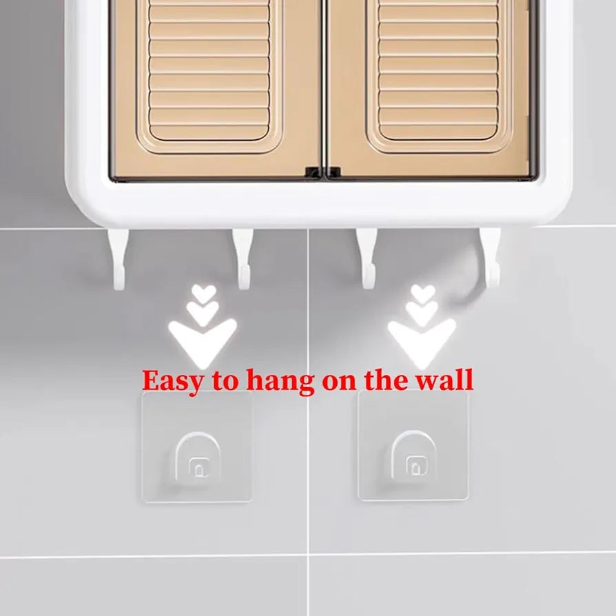 Wall Mounted Storage Cabinet - 3 Layer Punch Free Organizer Rack Bowlift